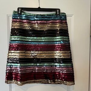 NYE Ready Moulinette Soeur Vibrant Sequined Mesh Overlay Skirt Sz 6